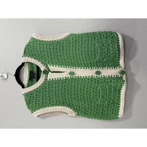 Zara Open Knit Grandma Style Crochet Vest, Women's Medium, NWOT